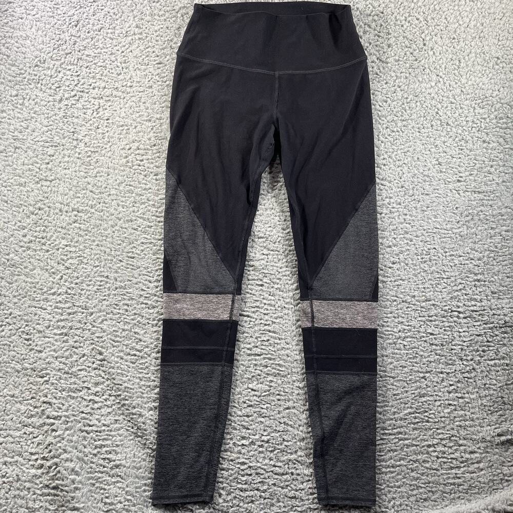 Alo Yoga High Waist Leggings Women's Size M Black Grey Colorblock Pants